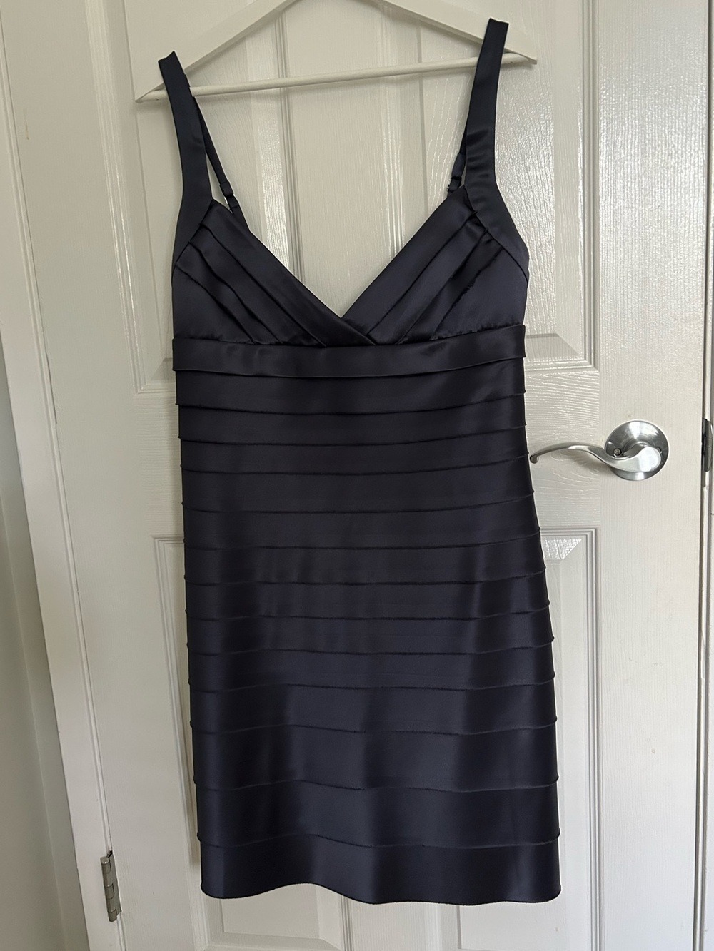 BCBGMAXAZRIA Slate Gray Bandage Dress, Size 12.